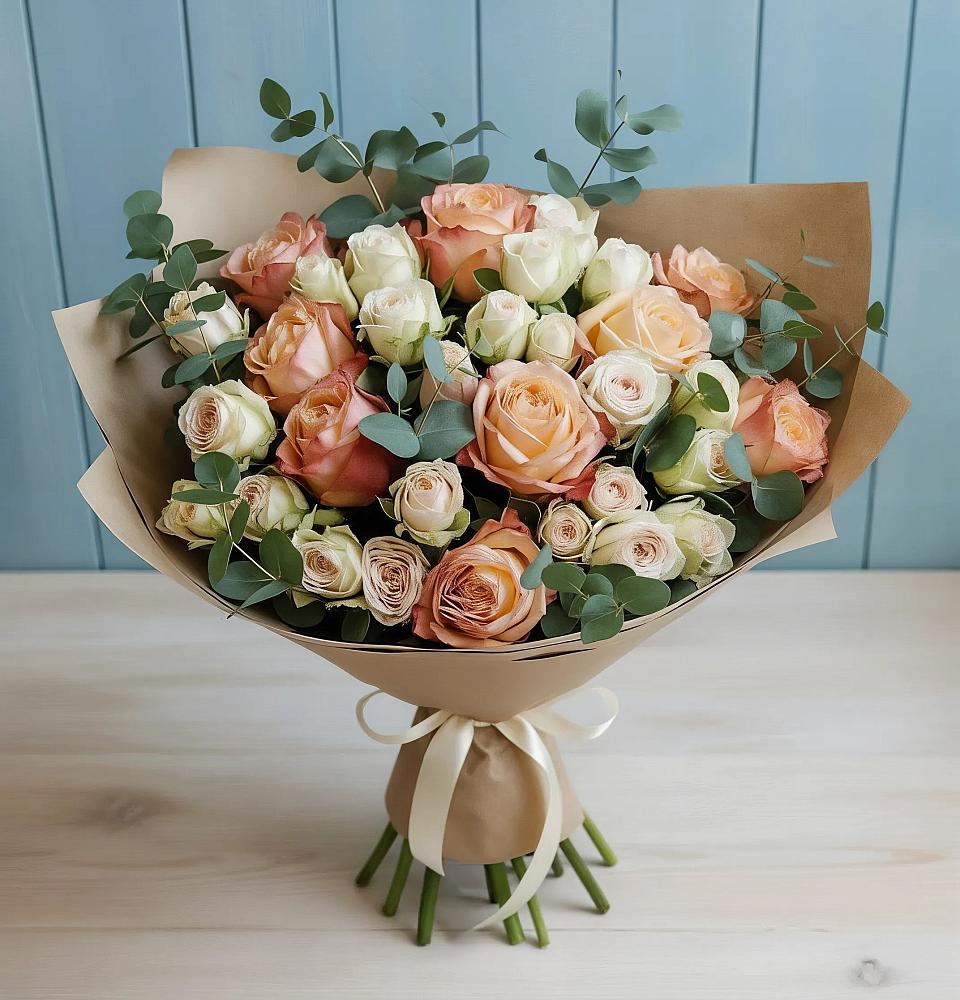 Букет цветов из: Альстромерии и Розы в Восточном Забайкальского края