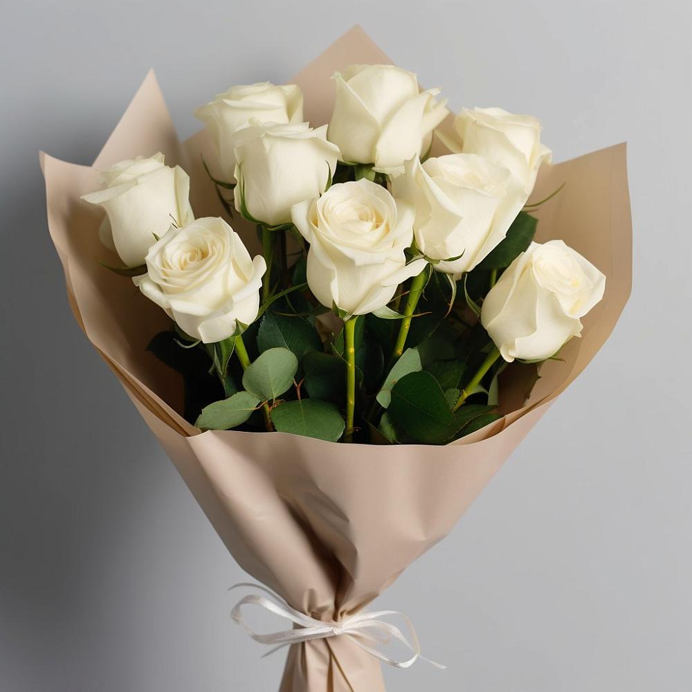 Букет 9 Белых роз Эдлесс Лав в Восточном Забайкальского края