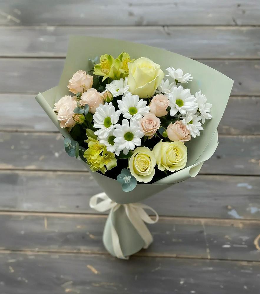 Букет цветов из: Альстромерии, Розы и Хризантемы в Восточном Забайкальского края
