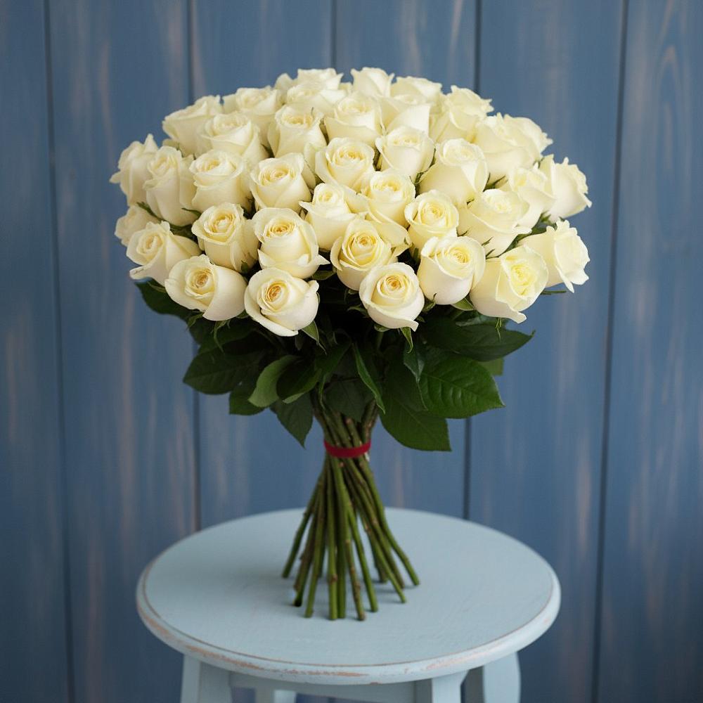 Букет 51 Белая роза Эдлесс Лав в Восточном Забайкальского края