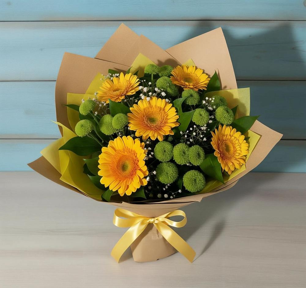 Букет цветов из: Герберы и Хризантемы в Восточном Забайкальского края
