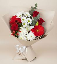 Букет цветов из:  Розы, Хризантемы, Герберы и Лилии в Восточном Забайкальского края