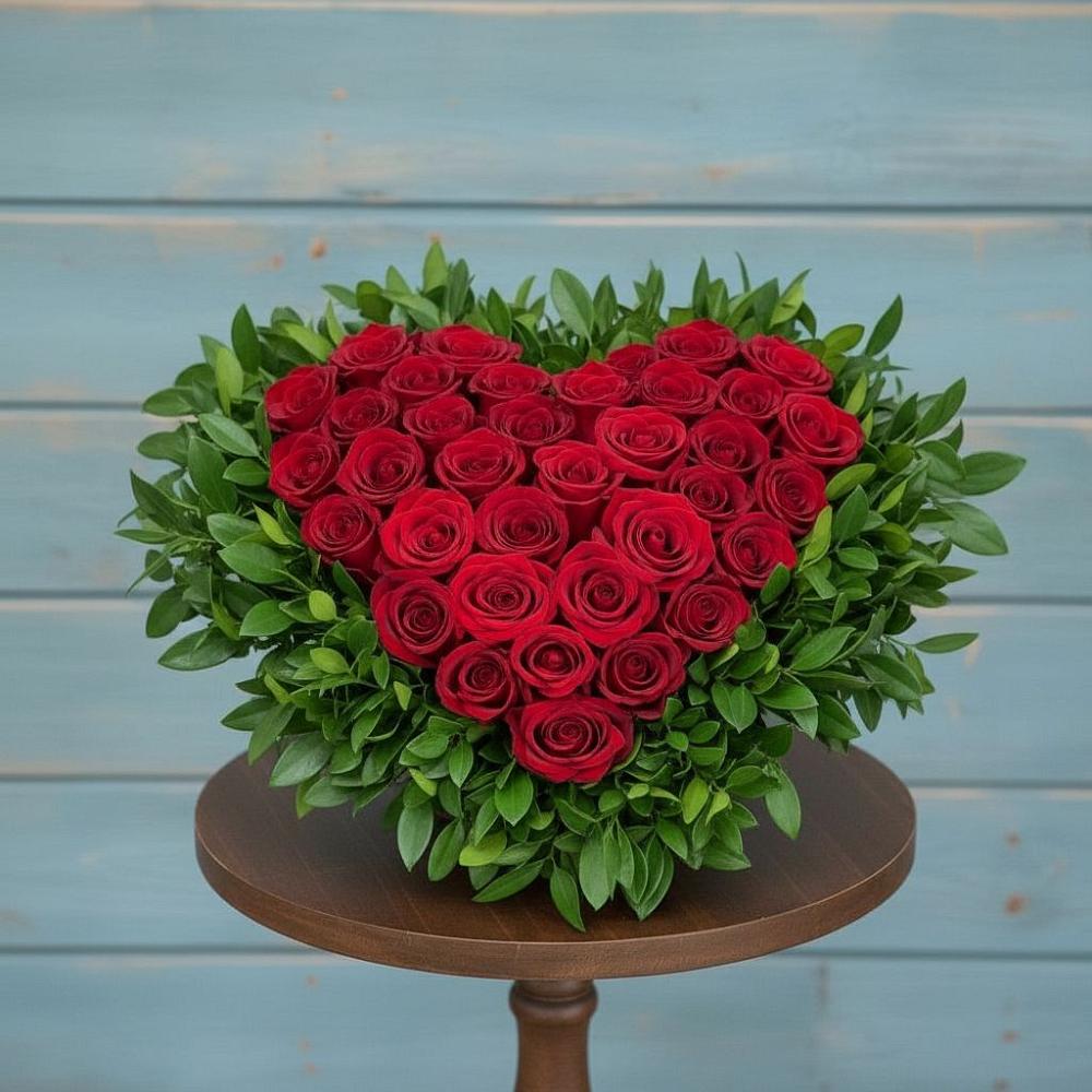 Цветочная композиция из Розы в виде сердца в Восточном Забайкальского края