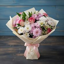 Букет цветов из:  Хризантемы, Альстромерии и Розы в Восточном Забайкальского края